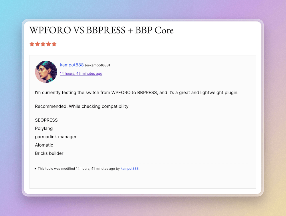 wpforo vs bbPress