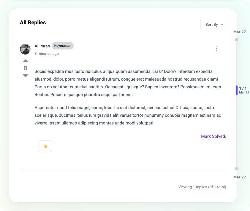 Forumax forum replies interface used when enabling private replies in WordPress