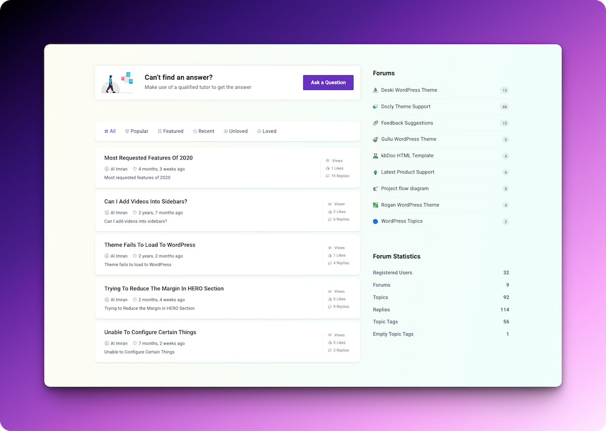 Forumax settings and moderation interface for configuring private replies